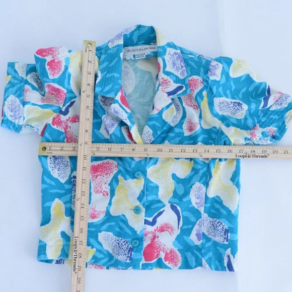 Vintage UMI Collections by Anne Crimmins  Teal Blouse & Midi Skirt Set Size 4 - Picture 2 of 15